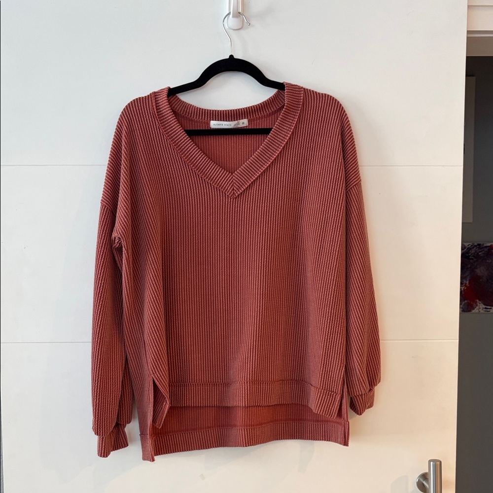 Altar'd State V-Neck Sweater in Rust